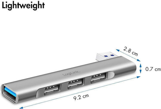 LogiLink Hub 4 Porturi USB 3.0 Cu Conectare USB-A Gri
