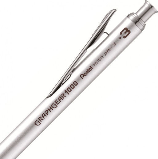 Pentel Graphgear 1000 Mechanical Pencil for Drawing Metallic 1pcs Silver