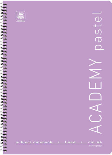 Typotrust Spiral Notebook Blank 60 Sheets 4 Subjects Academy Pastel 1pcs (Μiscellaneous Designs/Colors)