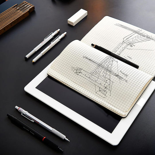 Rotring Rapid Pro Механичен Молив за Рисуване Метално 0.5мм с Гума и Ножица 1бр Черен