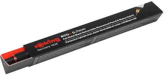 Rotring 800+ Touchscreen Μηχανικό Μολύβι Σχεδίου Μεταλλικό 0.7mm με Γόμα 1τμχ Μαύρο