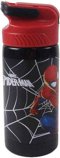 Gim Spiderman Black City Kids Water Bottle Spiderman Stainless Steel with Straw Black 500ml