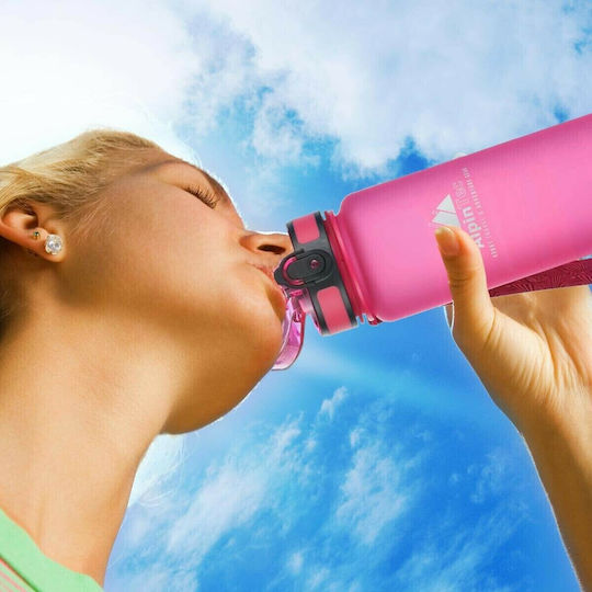 AlpinPro Kids Water Bottle Unicorn Plastic with Straw Non Spill Pink 500ml