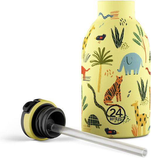 24Bottles Jungle Friends Kids Water Bottle Stainless Steel Yellow 250ml
