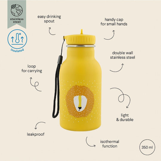 Trixie Mr Lion Kids Water Bottle Stainless Steel Non Spill Mr 350ml