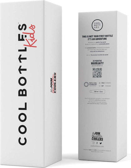 Cool Bottles Kids Water Bottle Thermos Silicone with Straw Light Blue 350ml