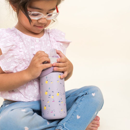 The Cotton Cloud Kids Water Bottle Thermos Stainless Steel with Straw Non Spill 420ml