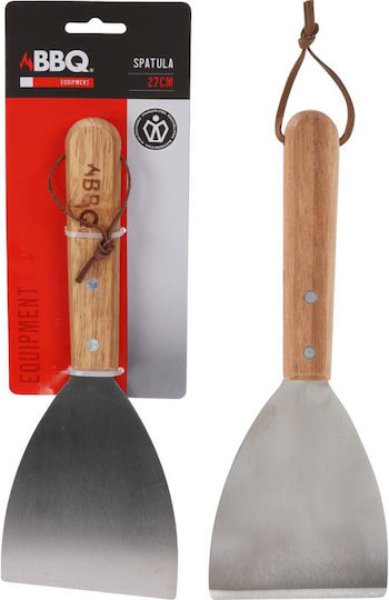 Bbq Grill Spatel Edelstahl Holz 27x10 Cm Silber Braun