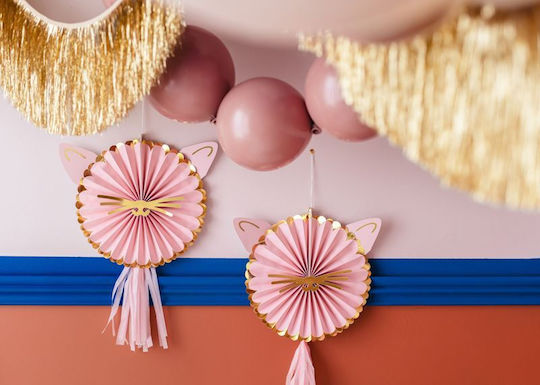 PartyDeco Hängendes Ornament für Party in Rosa Farbe 2 Stück 26 cm
