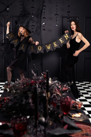 PartyDeco Steaguri Halloween În Culoare Neagră 20cm