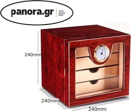 Panora Ξύλινος Υγραντήρας 100 Πούρων με Υγρόμετρο 24x24x24εκ.