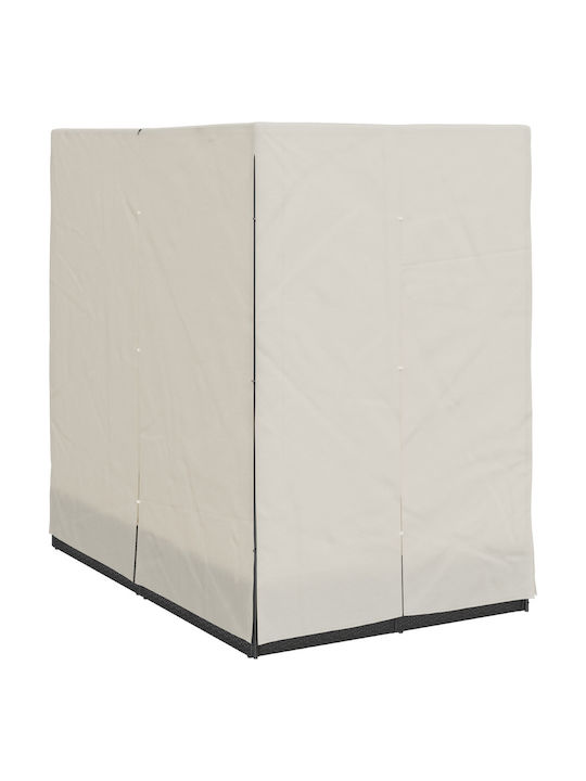 Liegestuhl-Bett Doppel Rattan mit Kissen Schwarz 203x128x202cm.