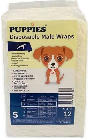 Puppies Βρακάκι Σκύλου για Ακράτεια Small 12τμχ