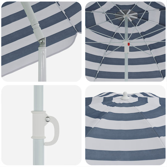 vidaXL Pliabil Umbrelă de Plajă cu Diametru de 2.4m Albastru 4010663