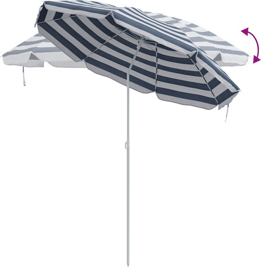vidaXL Folding Beach Umbrella Diameter 1.6m Blue