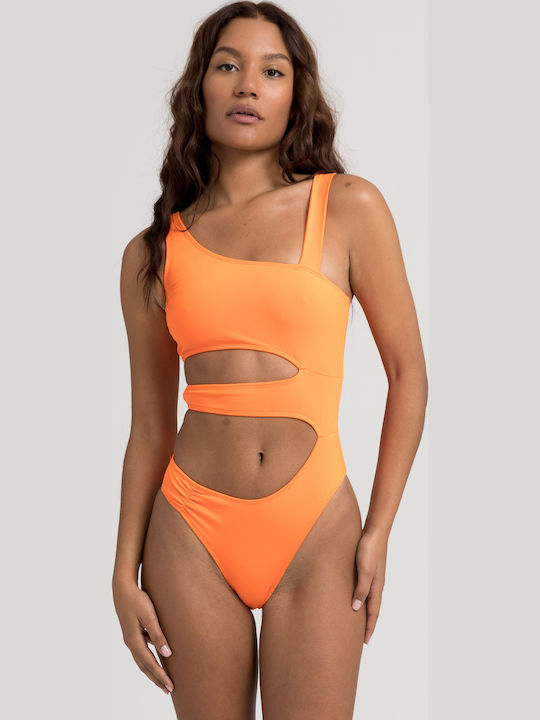 One-Piece Swimsuit with Cutouts Orange
