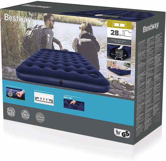 Bestway Надуваем Матрак За Сън Двойно С Интегрирана Помпа 203x152x28см Син