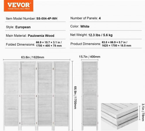 Vevor Dekorativer Raumteiler Hölzernes 162x170cm