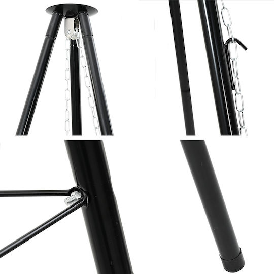 Vidaxl Camping Cooking Tripod Grill 170 Cm Steel Black