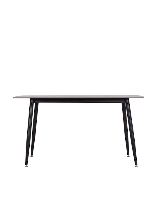 Raven Tisch Speisesaal Grey Marble-black Metal 140x80x74cm