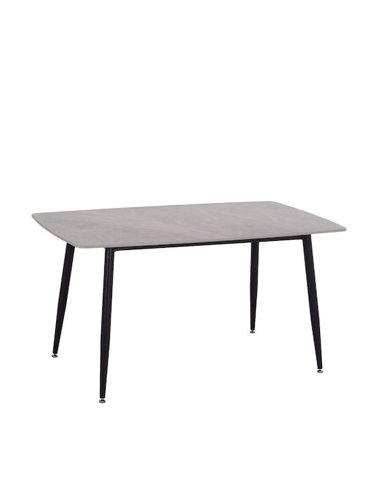 Raven Tisch Speisesaal Grey Marble-black Metal 140x80x74cm