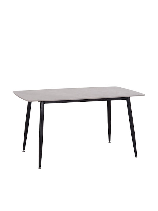 Raven Tisch Speisesaal Grey Marble-black Metal 140x80x74cm