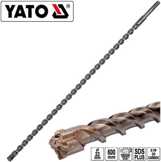 Yato X-TIP Четирирезна Диамантена Свредло 12x460mm със SDS Plus Опашка за Строителни материали 12мм