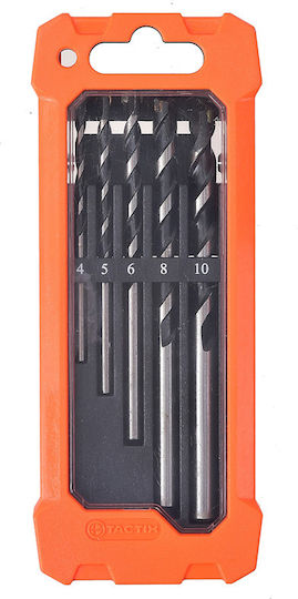 Tactix Set of 5 Drills with Cylindrical Shank for Glass, Tiles, Masonry, Metal and Wood