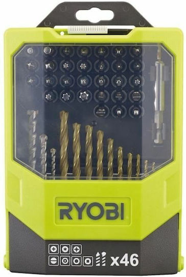 Ryobi Set of 46 Drills HSS with Cylindrical Shank for Metal και Masonry