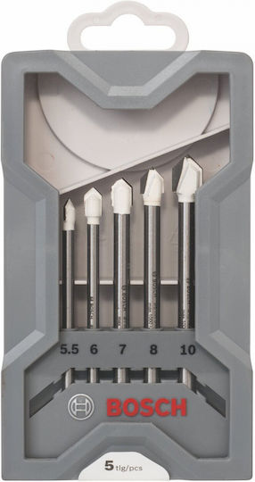 Bosch CYL-9 Set 5 Burghie cu Tija Cilindrică pentru Sticlă και gresie
