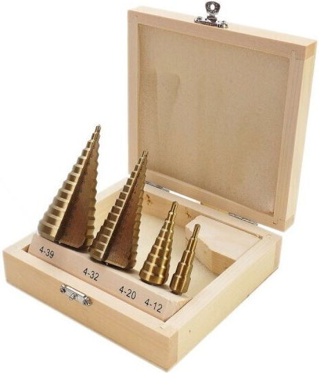 Pasco Conical Drill HSS-Tin cone 4-39mm HSS Titanium with Cylindrical Shank for Metal και Wood 004965
