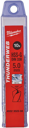 Milwaukee Thunderweb Τρυπάνι HSS-G HSS για Μέταλλο 5mm