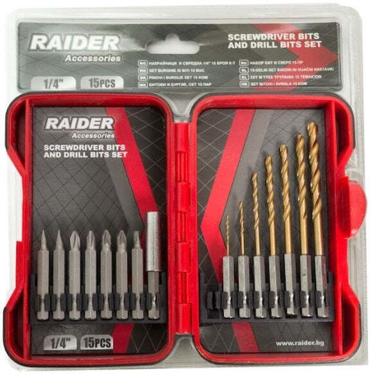 Raider Satz 15 Bohrer mit Sechskantschaft