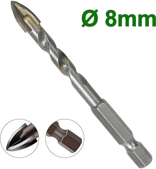 Harden Four-Cut Drill Carbide with Hexagonal Shank for Glass και Tiles 8mm