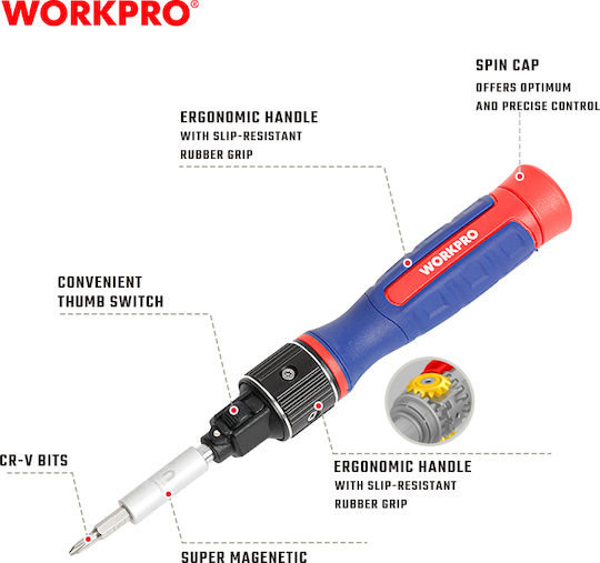 WorkPro Κατσαβίδι Καστάνιας με Μαγνητικές Εναλλασσόμενες Μύτες