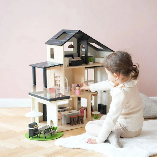 Casă Modernă Tiny Land Casă De Păpuși Din Lemn 69cm