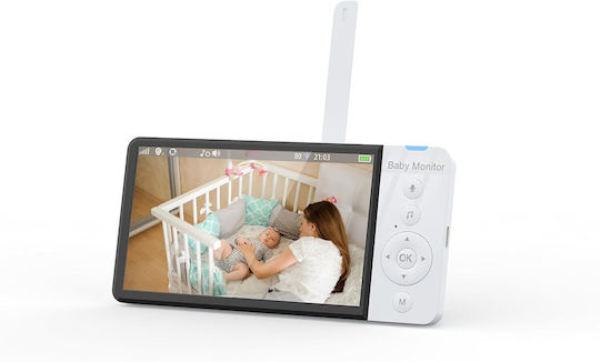Drahtlose Babyüberwachung mit Kamera & Bildschirm 5" , Zwei-Wege-Kommunikation & Schlaflieder