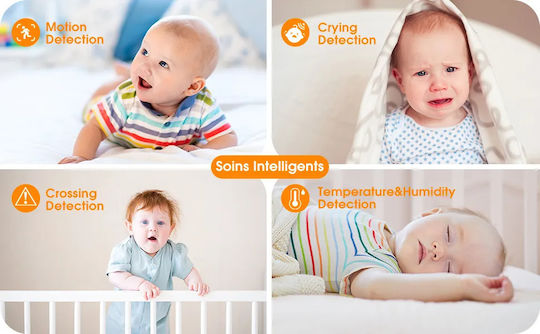 Drahtlose Babyüberwachung mit Kamera & Bildschirm 5" , Zwei-Wege-Kommunikation & Schlaflieder