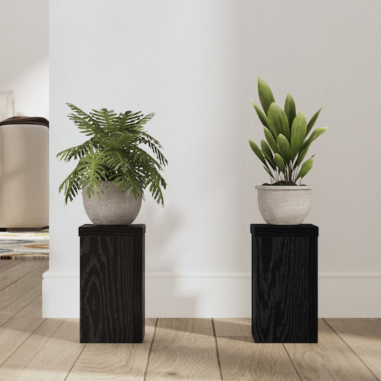 vidaXL Oak plant stakes set of Pot Stands Wooden Black 10cmx10cmx18cmcm. 2pcs