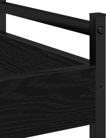 vidaXL Wooden Kitchen Trolley 3 Tiers Black 50x30x70cm