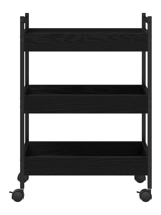 vidaXL Τρόλεϊ Κουζίνας Ξύλινο 3 Θέσεων Μαύρο 50x30x70cm