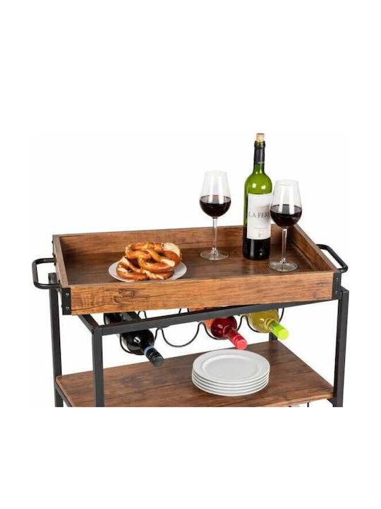 Wenko Wooden Kitchen Trolley 3 Tiers Brown 80x40x89.5cm