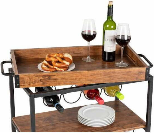Wenko Wooden Kitchen Trolley 3 Tiers Brown 80x40x89.5cm