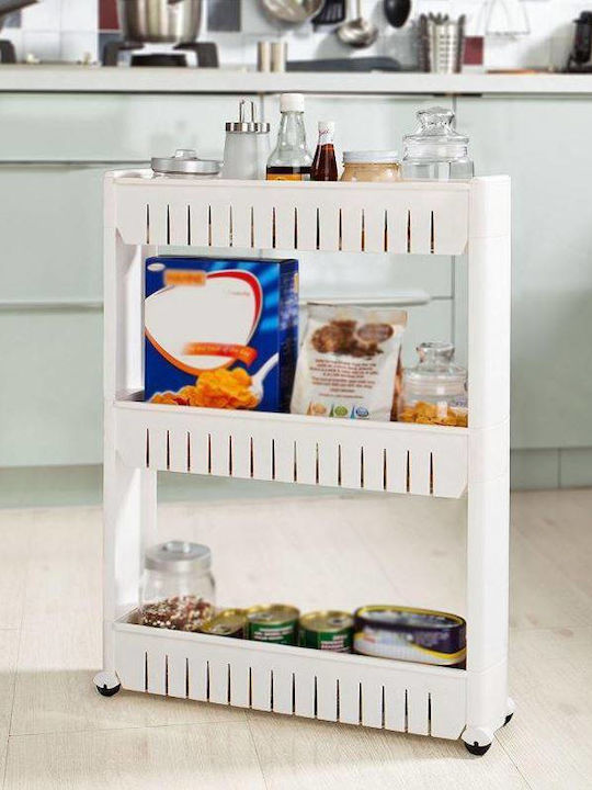 Troleu De Bucătărie Din Plastic Cu 3 Locuri Alb 54.5x12.5x72.5cm