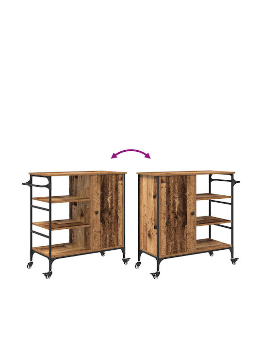 vidaXL Τρόλεϊ Κουζίνας Ξύλινο 4 Θέσεων Καφέ 84.5x38.5x87.5cm