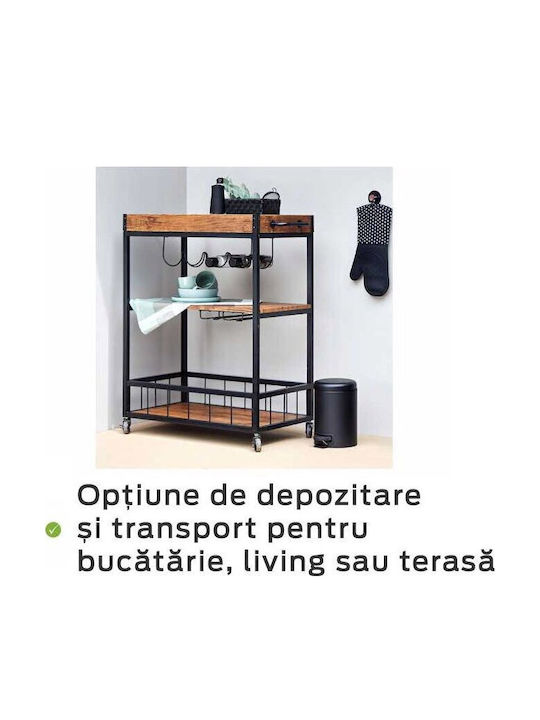 Wenko Wooden Kitchen Trolley 3 Tiers Brown 80x40x89.5cm