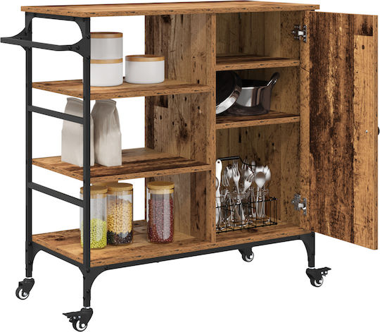 vidaXL Τρόλεϊ Κουζίνας Ξύλινο 4 Θέσεων Καφέ 84.5x38.5x87.5cm
