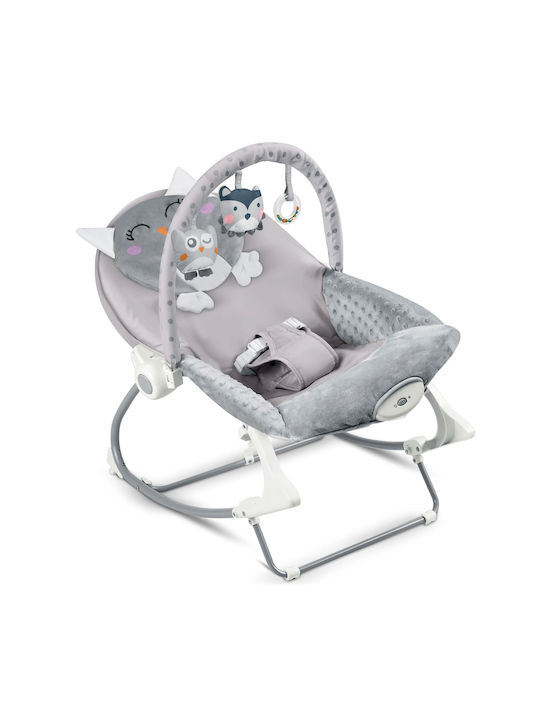 Electric Relax pentru Bebeluși Sleepy Owl cu Vibrații Gri pentru Copil până la 18kg