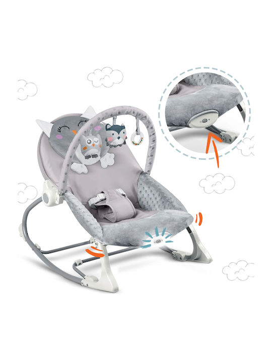 Electric Relax pentru Bebeluși Sleepy Owl cu Vibrații Gri pentru Copil până la 18kg