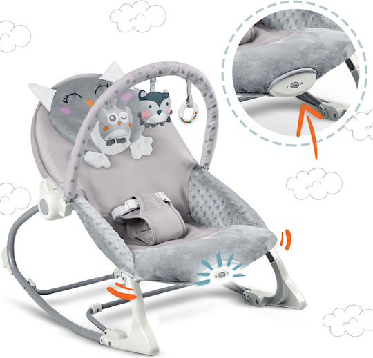 Ηλεκτρικό Relax Μωρού Sleepy Owl με Δόνηση Γκρι για Παιδί έως 18kg